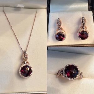 SOLD!!! LeVian Rhodolite and Strawberry Gold jewelry set.